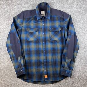 Kitsbow Icon Shirt Mens L Blue Pendleton Wool Plaid Long Sleeve Made in USA